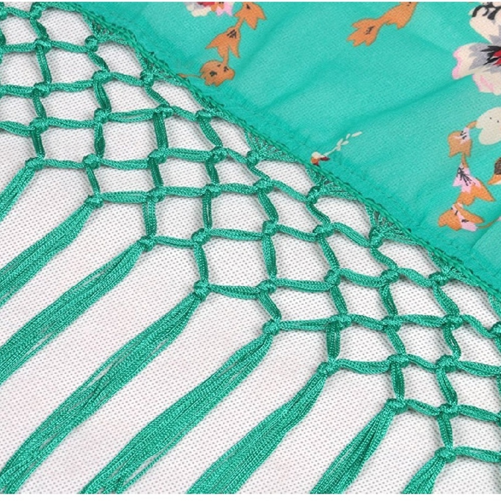 Green Floral Tassel Cover up - Picture 3 of 8